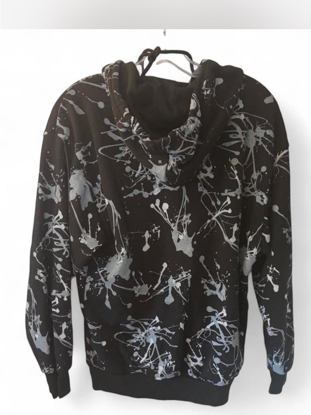 Von Dutch Black Abstract Splatter Red Patch Logo Full Zip-Up Hoodie Retro Skater - Picture 3 of 4